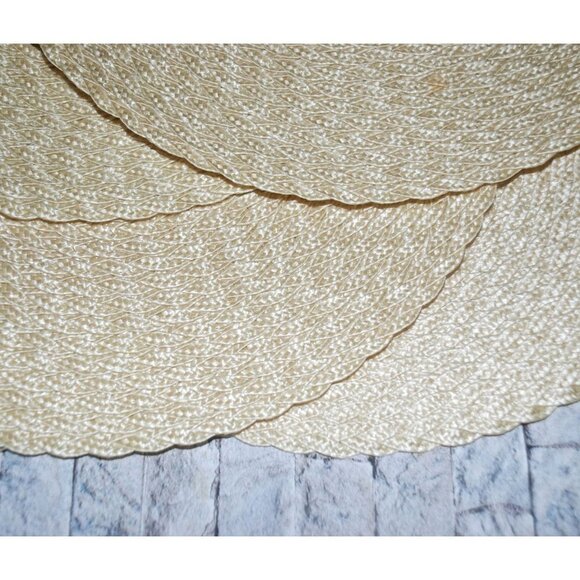 Light Tan Brown Woven Summer Round Placemat Set of 4 Braided Table Mats 15" - Picture 6 of 8